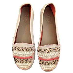 Sanuk Women's Zu-Zu Shoe Loafer Ribbon Detail Canvas Slip-On Flats - 10M